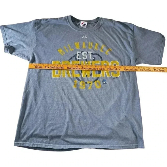 Milwaukee Brewers Mens T Shirt Size XL Top Short Sleeve Baseball MLB Blue - Picture 8 of 9